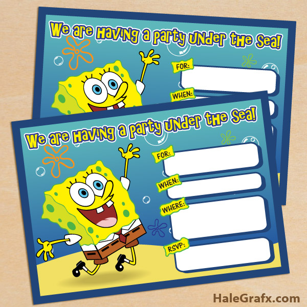 FREE Printable Spongebob Birthday Invitation