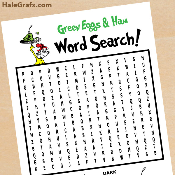 FREE Printable Green Eggs & Ham Word Search - Dr. Seuss