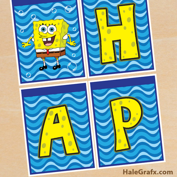 Download Free Printable Spongebob Squarepants Birthday Banner