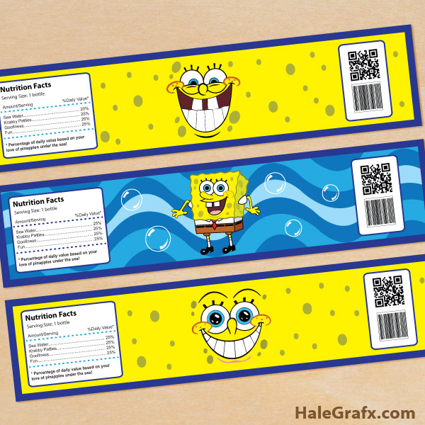 FREE Printable Spongebob Squarepants Water Bottle Labels