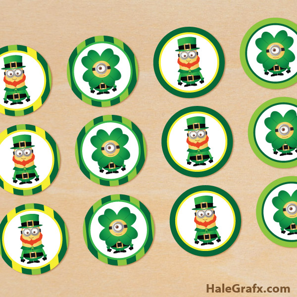 FREE Printable Despicable Me St. Patrick's Day Cupcake Toppers