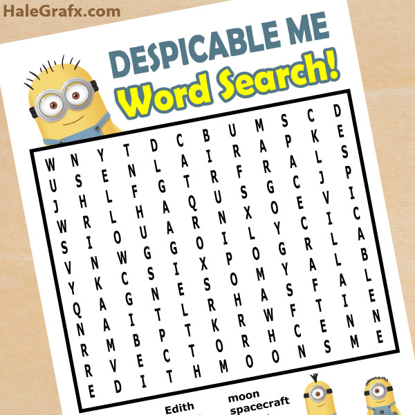 Free Printable Despicable Me Word Search - roblox word search free printable