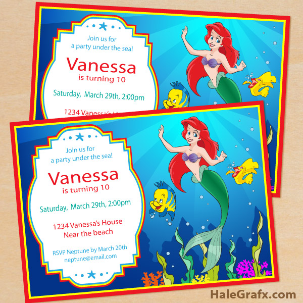 FREE Printable Disney Little Mermaid Birthday Invitation FREE Printable Disney Little Mermaid Birthday Invitation