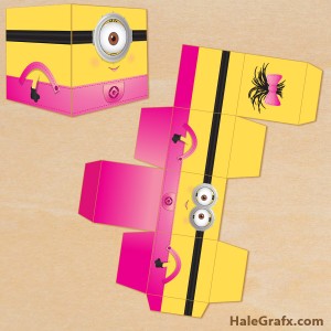 Free printable girl minion treat boxes