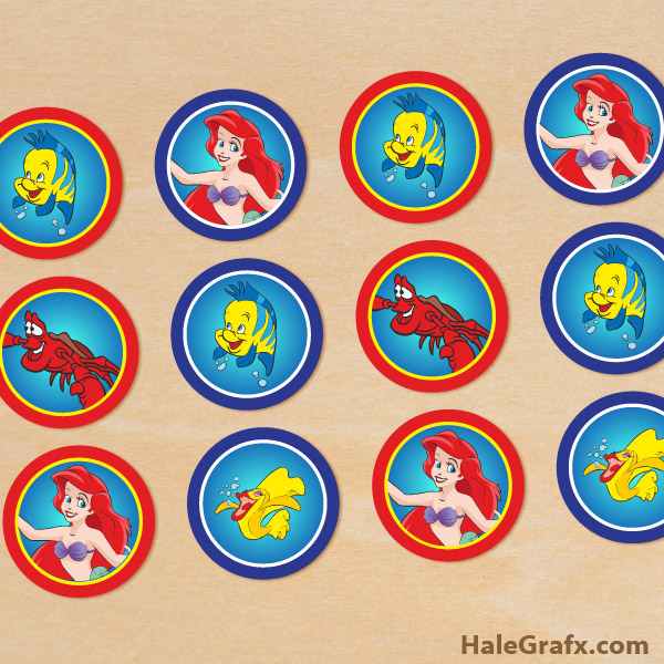 FREE Printable Disney Little Mermaid Cupcake Toppers