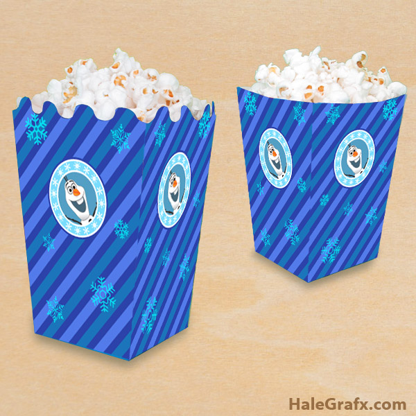 FREE Printable Frozen Olaf Popcorn Box