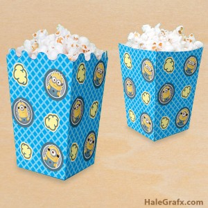 Free printable minion popcorn boxes