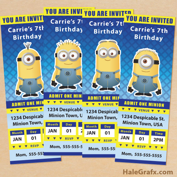 Free Printable Minion Ticket Invitations