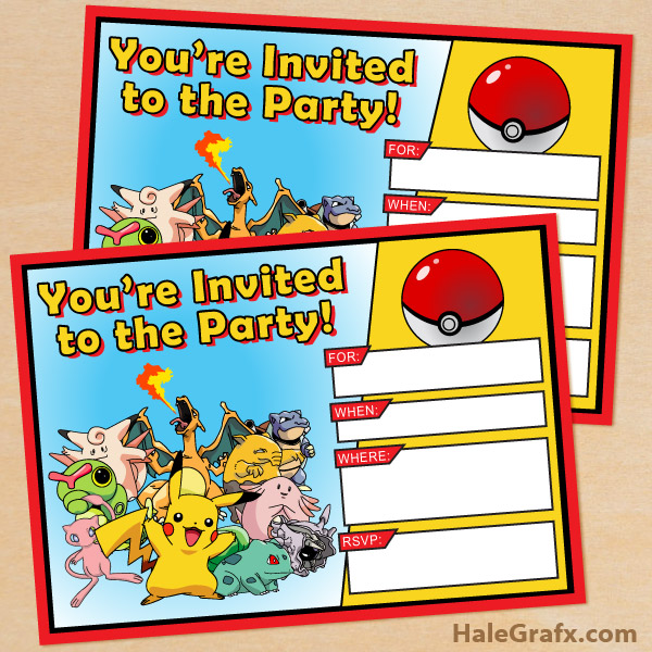 Pokemon Birthday Invitation Templates Free