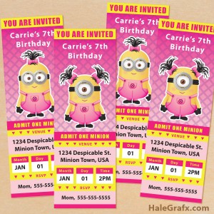 Free printable girl minion invitations