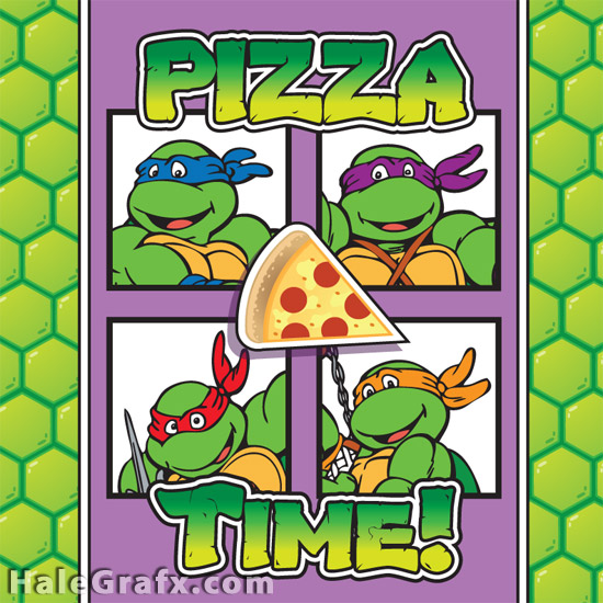 Free Printable Retro Ninja Turtle Pizza Box Cover