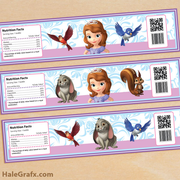 FREE Printable Sofia the First Water Bottle Labels