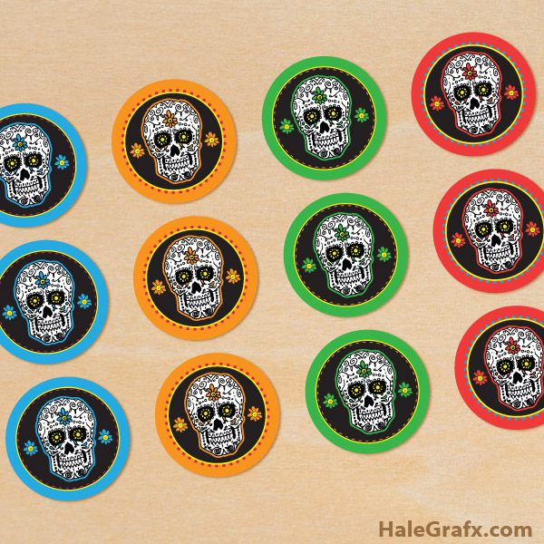 FREE Printable Day Of The Dead Cupcake Toppers