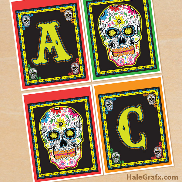 Free Printable Day Of The Dead Sugar Skull Banner