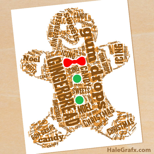 FREE Printable Christmas Gingerbread Man Word Art
