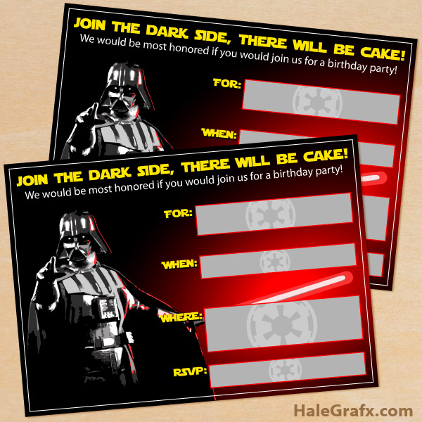 FREE Printable Star Wars Darth Vader Birthday Invitation