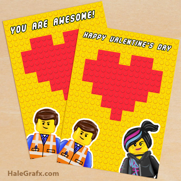 Free Printable Lego Movie Valentine S Day Greeting Card Set
