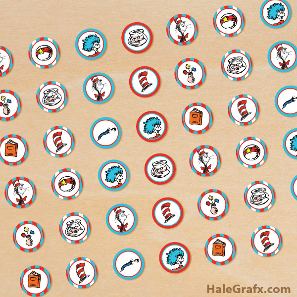 FREE Printable Dr. Seuss Cat in the Hat Hershey’s Kisses Stickers