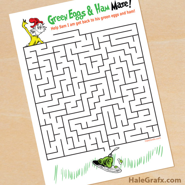 FREE Printable Dr. Seuss Green Eggs and Ham Maze
