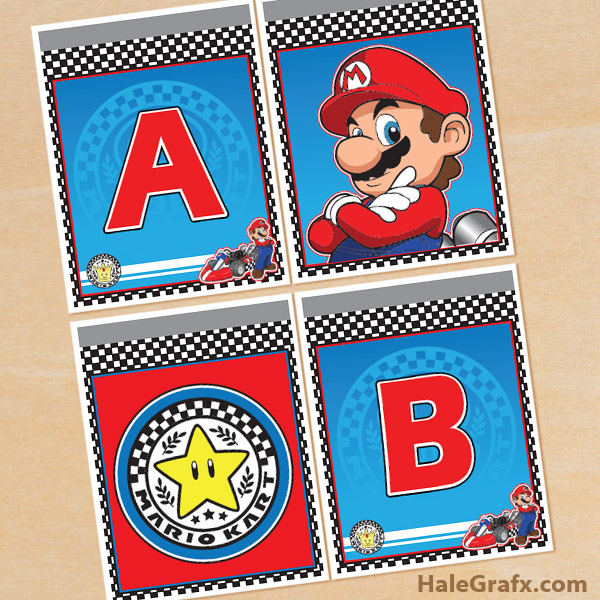FREE Printable Mario Kart Alphabet Banner Pack
