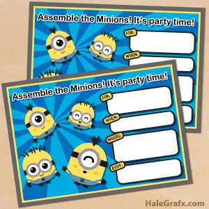 Free printable kawaii minion invitations