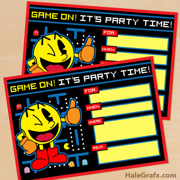 Pac Man Invitation Free Printable