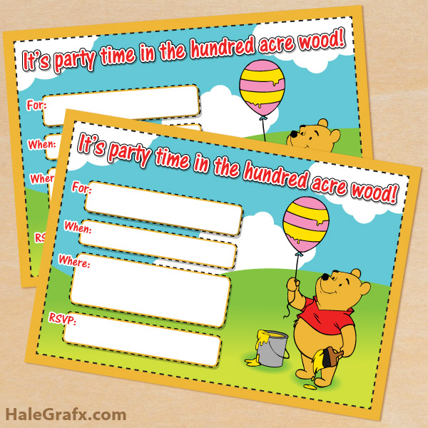 FREE Printable Winnie the Pooh Birthday Invitation