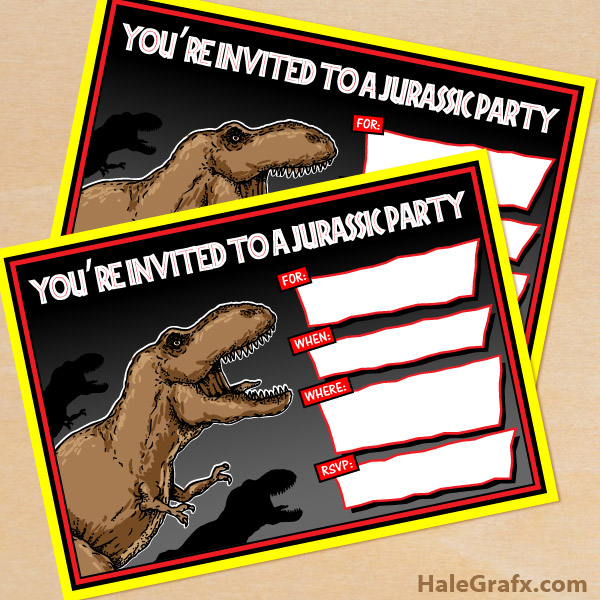 Free Printable Jurassic Park T Rex Birthday Invitation