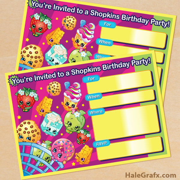 Free Printable Shopkins Birthday Invitations