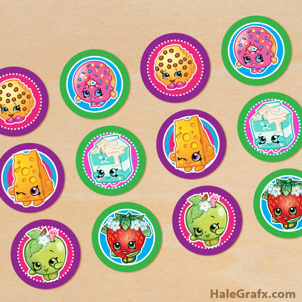 FREE Printable Shopkins Cupcake Toppers via Kara's Party Ideas and HaleGrafx.com | Mandy's Party Printables