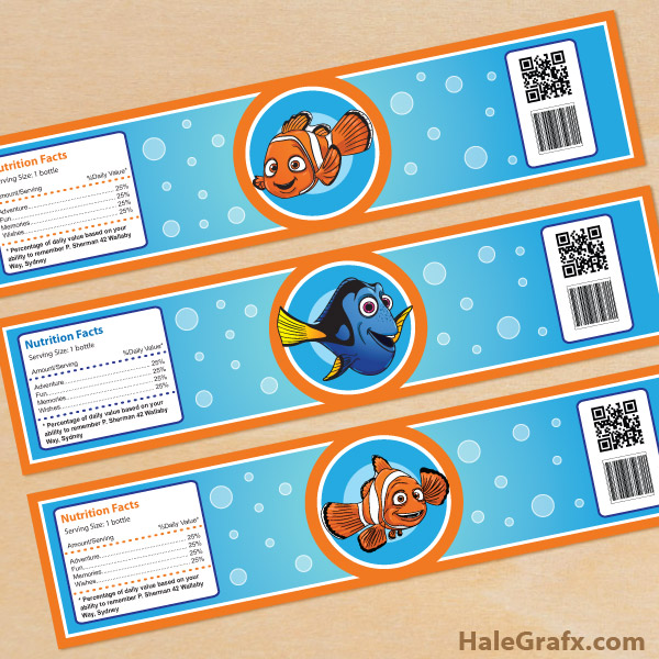 FREE Printable Finding Nemo Water Bottle Labels