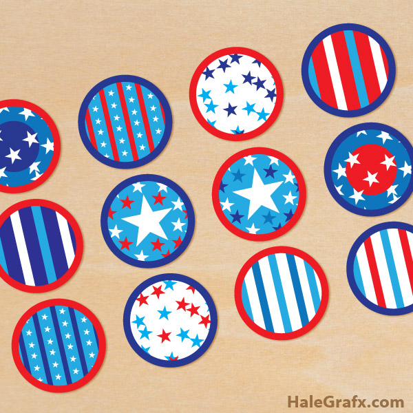 FREE Printable July 4th Cupcake Toppers