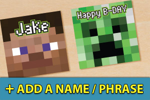 Add a name or phrase to your printable minecraft cupcake toppers