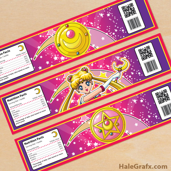 Free Printable Sailor Moon Water Bottle Labels