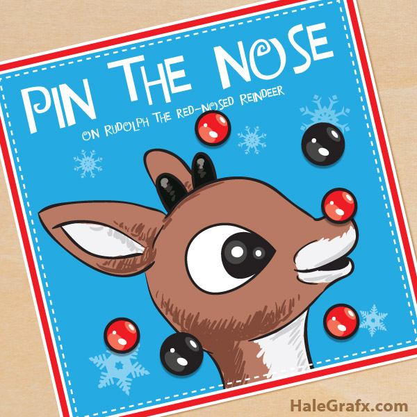 FREE Printable Christmas Pin the Nose on Rudolph