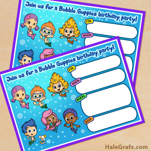 Download Free Printable Bubble Guppies Movie Birthday Invitation