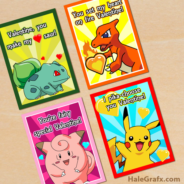 Download FREE Printable Pokémon Valentines