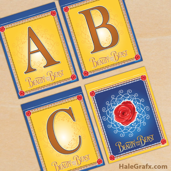 FREE Printable Beauty and the Beast Alphabet Banner Pack