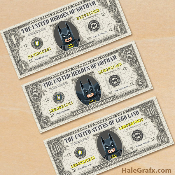 FREE Printable LEGO Batman Play Money