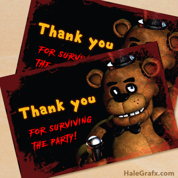 Free Printable Five Nights At Freddy S Thank You Card - roblox thank you card