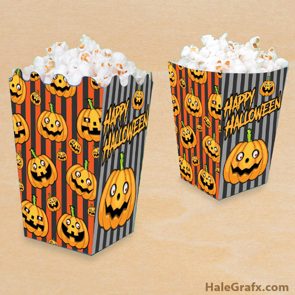 FREE Printable Halloween Jack-o-lantern Popcorn Box