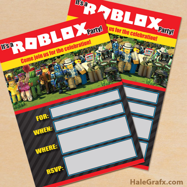 Free Printable Roblox Party Invitation - roblox theme birthday invitation birthday photo invitation