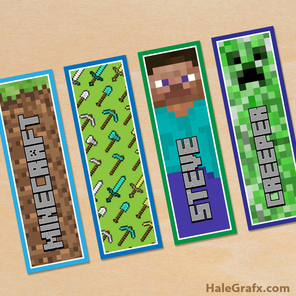 Pepperscaps Free Printable Minecraft Birthday Bookmarks