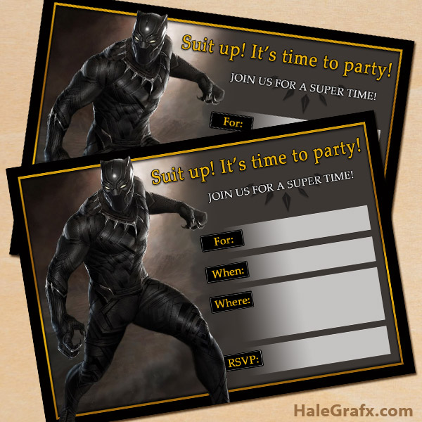 Free Printable Black Panther Birthday Invitations