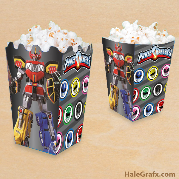FREE Printable Mighty Morphin Power Rangers Popcorn Box