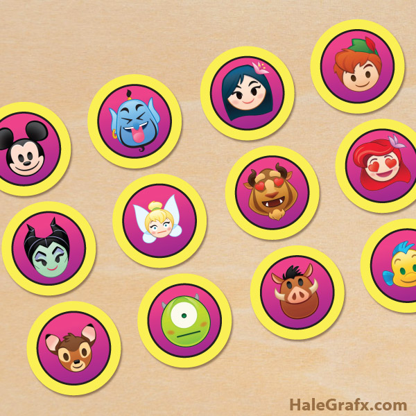 FREE Printable Disney Emoji Blitz Cupcake Toppers
