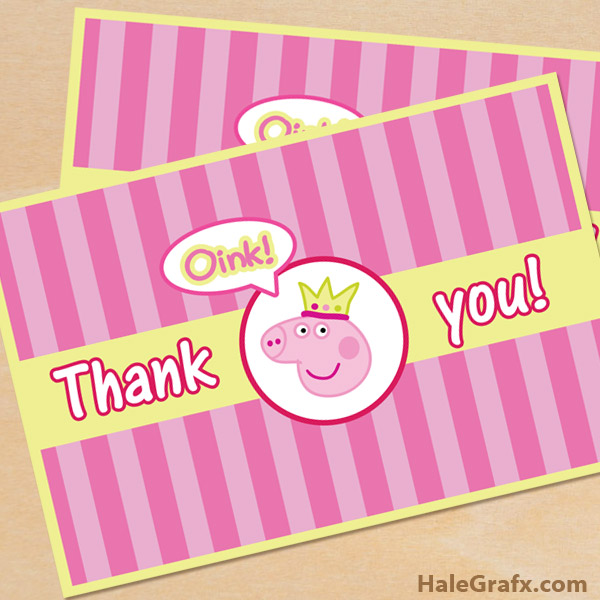 Free Printable Peppa Pig Thank You Card - free printable roblox thank you tags