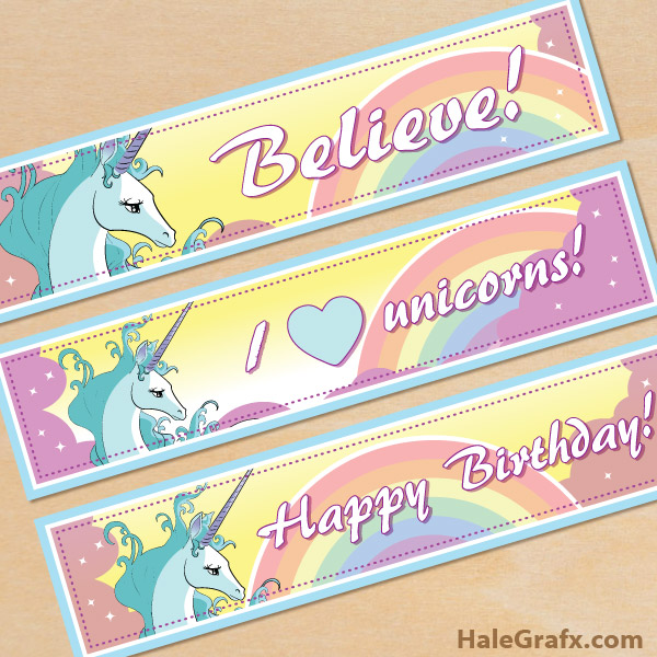 free printable unicorn water bottle labels