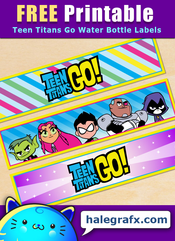 Free Printable Teen Titans Go! Water Bottle Labels