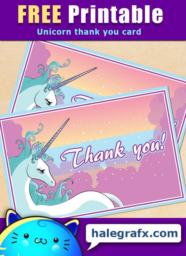 Download Free Printable Unicorn Thank You Card